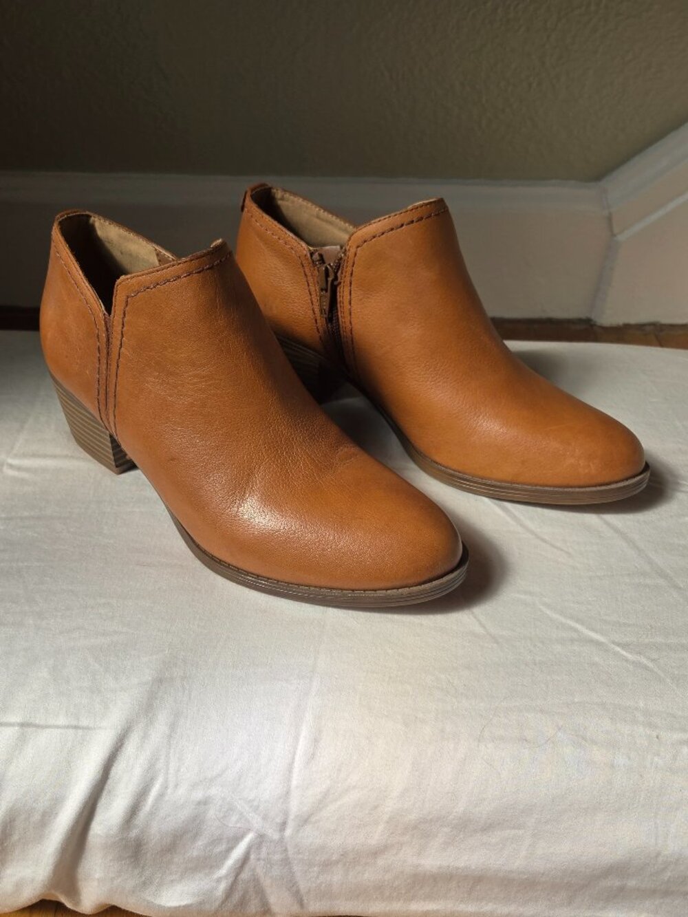 Naturalizer Zarie Saddle Tan Leather Ankle Boots 8.5
